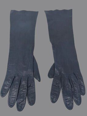 Vintage 60s Roger Fare Gloves X Small 6.5 Blue Leather France